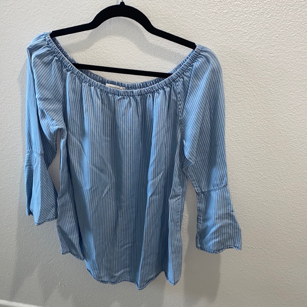 Beachlunchlounge Collection Striped Off-Shoulder Bell Sleeve Top